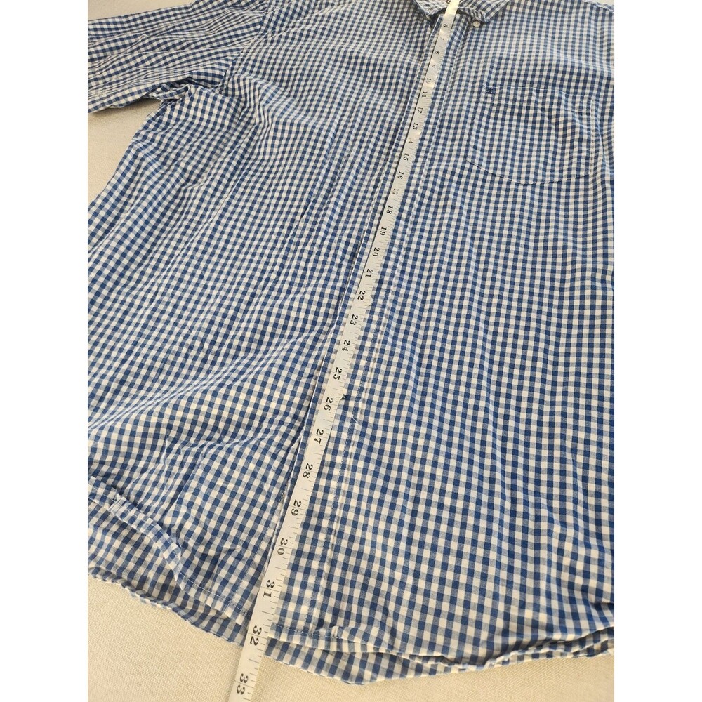 IZOD Men's L Blue White Checker Woven Short Sleeve Button-Up Shirt #45P3110 #038 - Picture 3 of 12